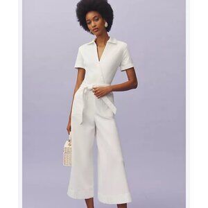 Maeve White Wide-Leg Jumpsuit with Tie Waist